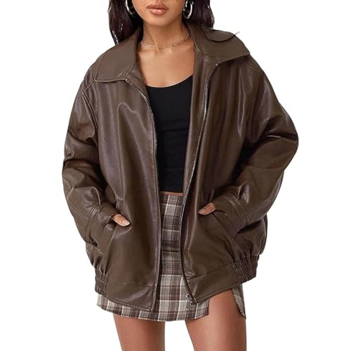 Veste Femme Similicuir Oversize Coupe Biker Moderne
