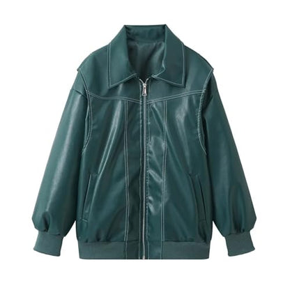 Veste Femme Similicuir Oversize Coupe Biker Moderne