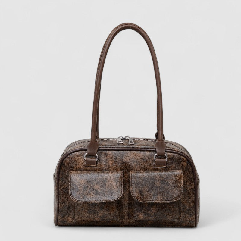 Sac à Épaule Femme Structuré Poches à Rabat Format Allongé