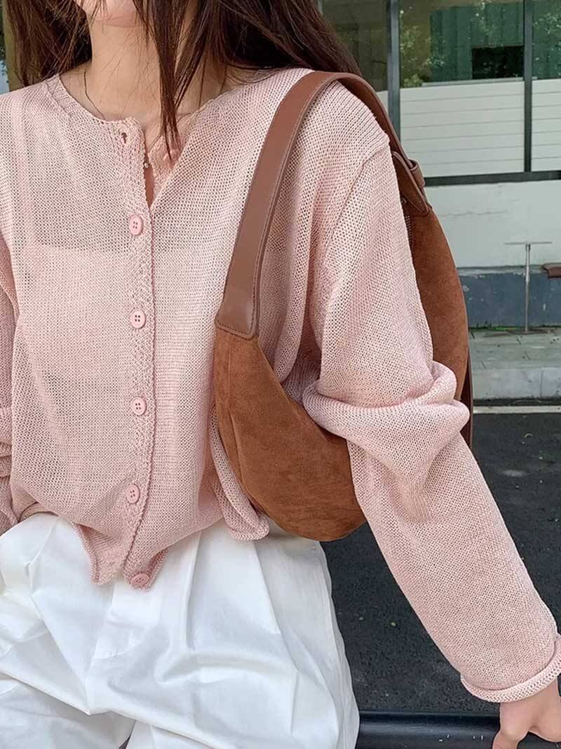 Sac à Main Cuir Souple en Forme de Croissant