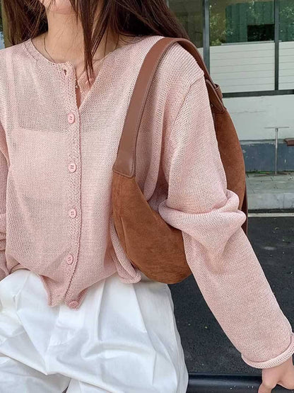 Sac à Main Cuir Souple en Forme de Croissant