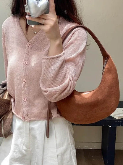 Sac à Main Cuir Souple en Forme de Croissant