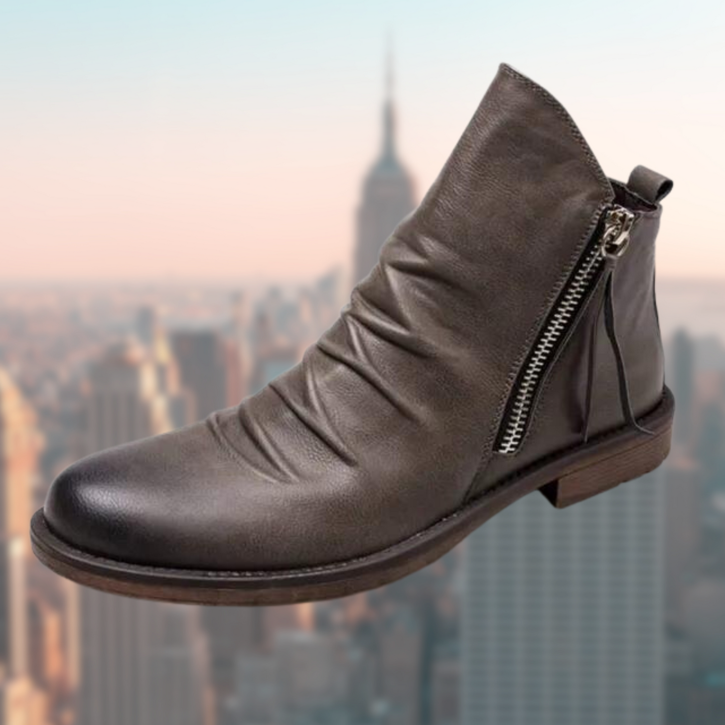 Bottes Cuir Homme Marron Chaussures Éclair Rapide