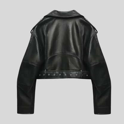 Veste en Cuir Femme Chic avec Fermeture Boutons - PanierRoyale