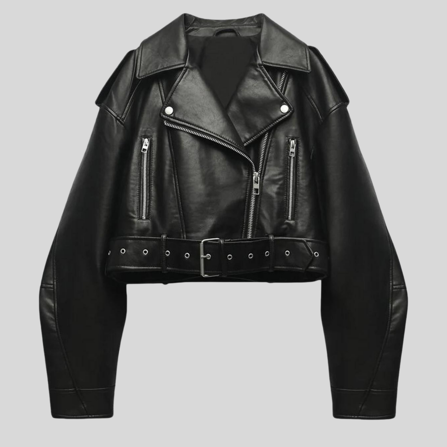 Veste en Cuir Femme Chic avec Fermeture Boutons