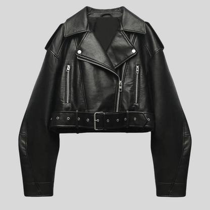 Veste en Cuir Femme Chic avec Fermeture Boutons