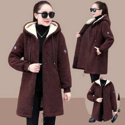 Manteau Femme Long Élégant en Hiver avec Boutons