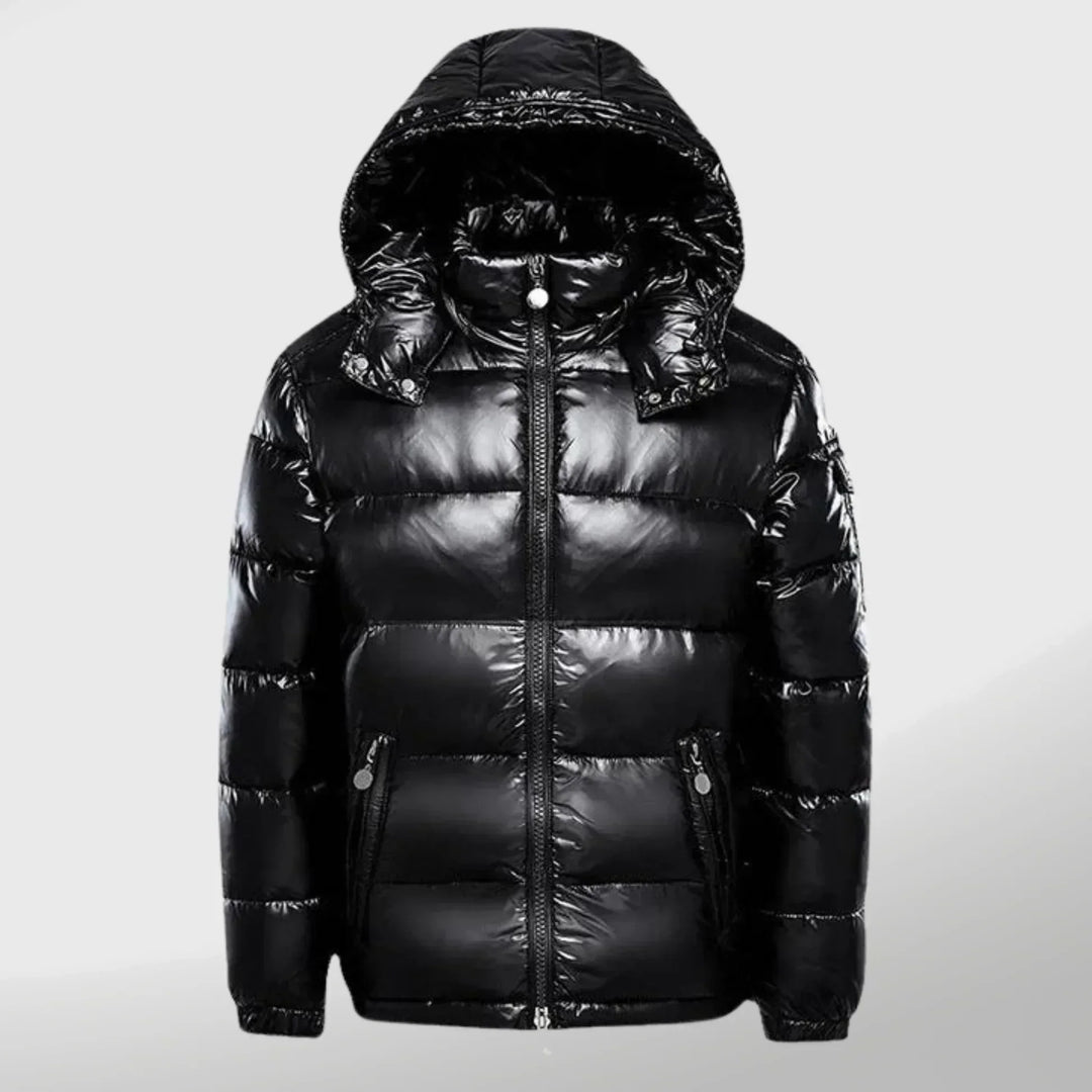 Blouson Noir Matelassé avec Capuche