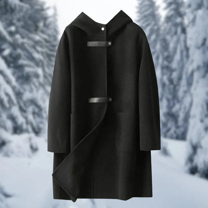 Manteau Cachemire Élégant à Capuche avec Manches Longues