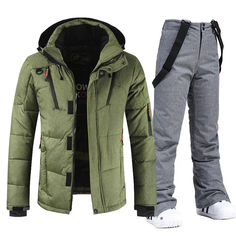 Combinaison Ski Homme Noir Matelassée avec Capuche Réglable