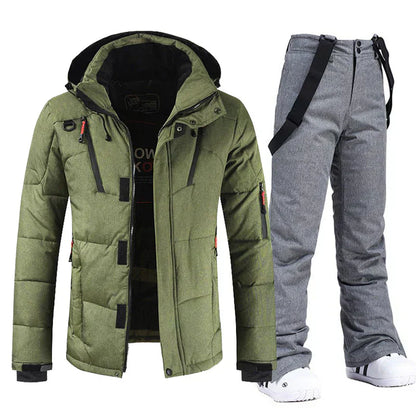 Combinaison Ski Homme Noir Matelassée avec Capuche Réglable