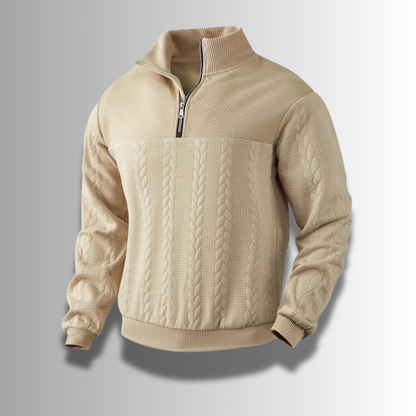 Pull Homme Marron à Fermeture Éclair Très Chaud