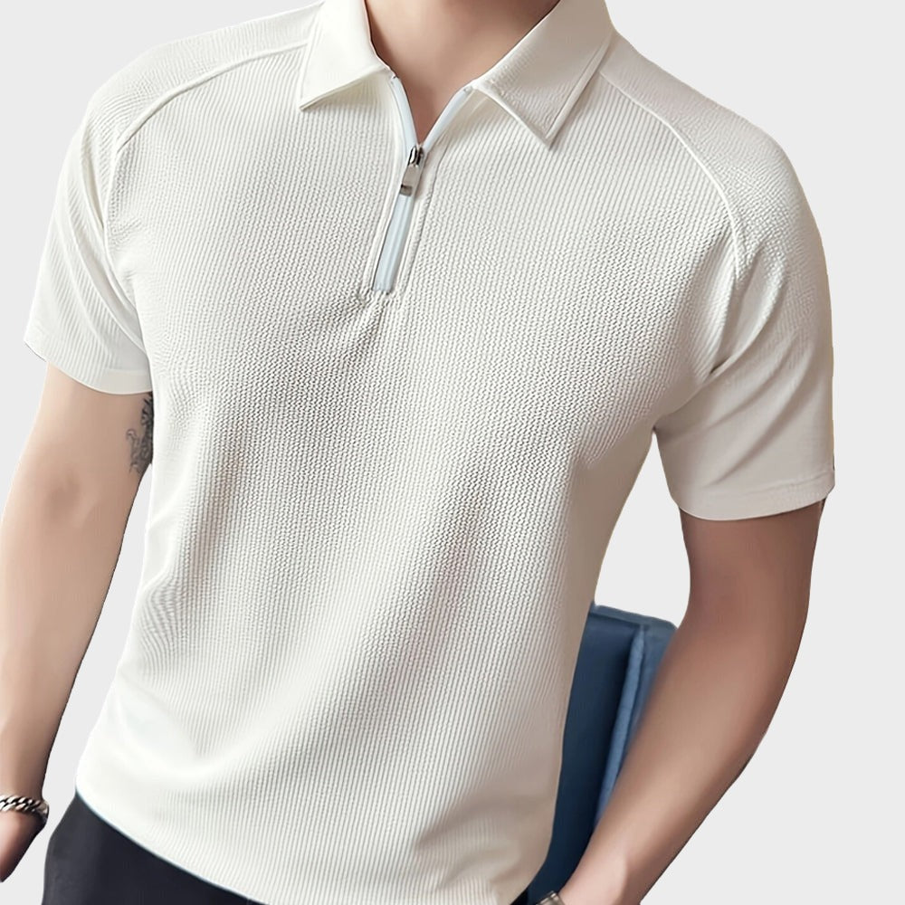 Chemise Polo Homme zippée en coton élégant