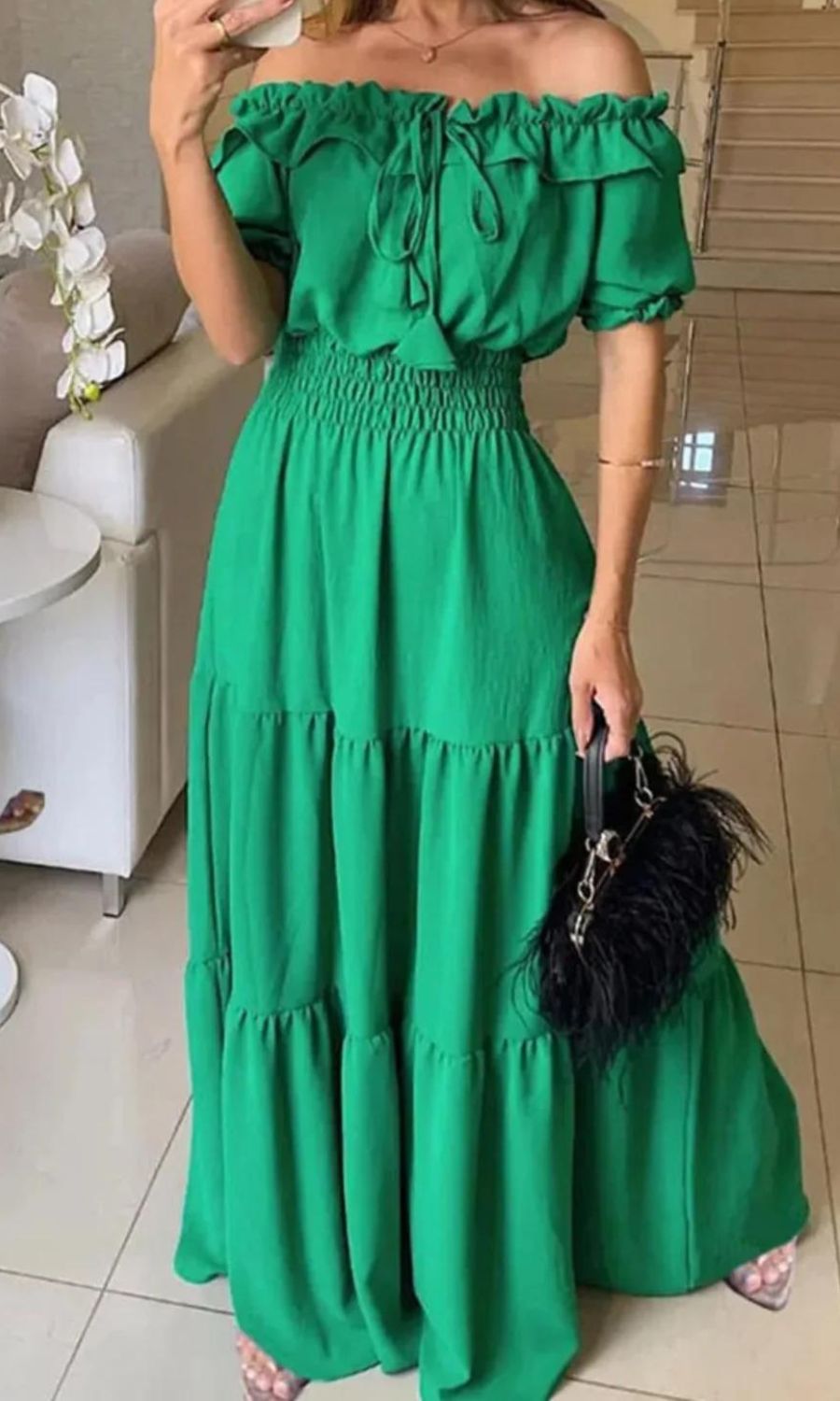 Robe Été Femme Élégante Taille Élastique Confortable