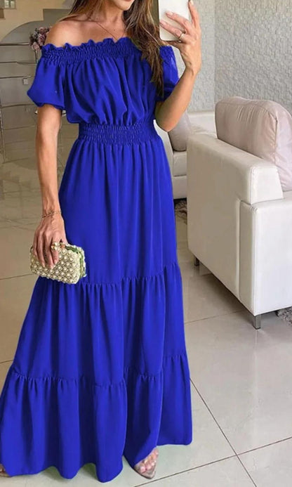 Robe Été Femme Élégante Taille Élastique Confortable