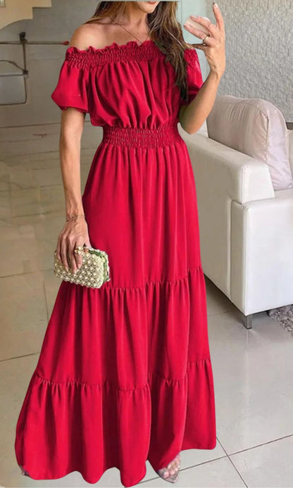 Robe Été Femme Élégante Taille Élastique Confortable