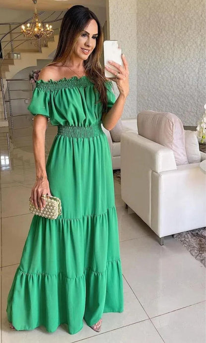 Robe Été Femme Élégante Taille Élastique Confortable