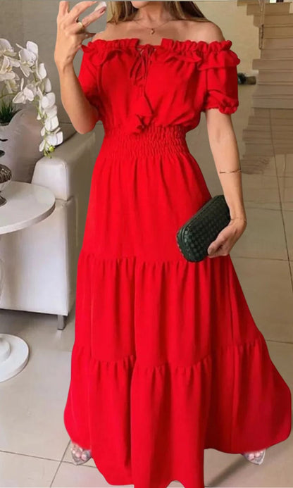Robe Été Femme Élégante Taille Élastique Confortable