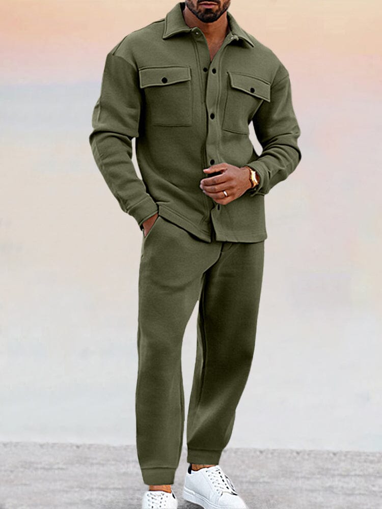 Veste et Pantalon de Running Brun avec Poches Côtés → Survêtement Running Brun Homme avec Poches Latérales