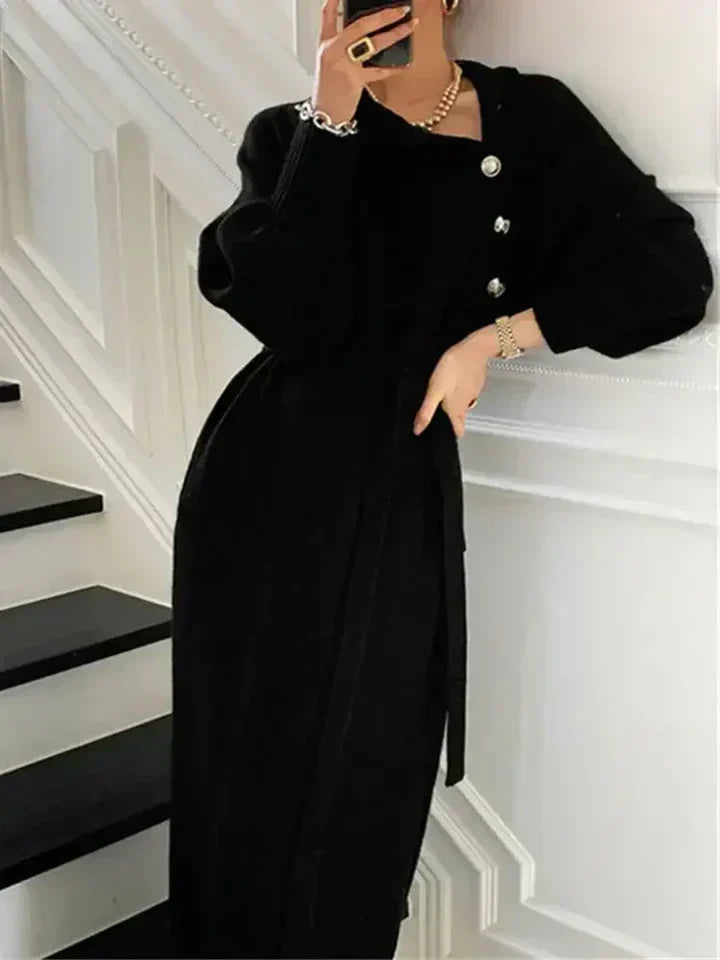 Robe Femme Asymétrique Boutonnée Décontractée