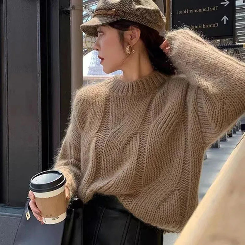 Pull Femme Col Rond Chaud et Élégant