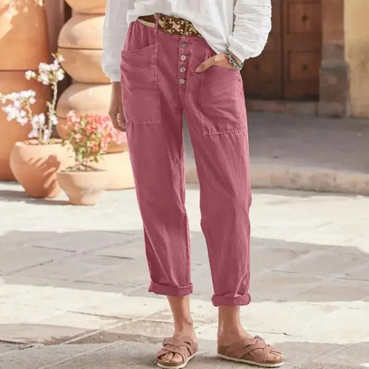 Pantalon Rose Confortable pour Femme avec Ceinture Élastique - PanierRoyale