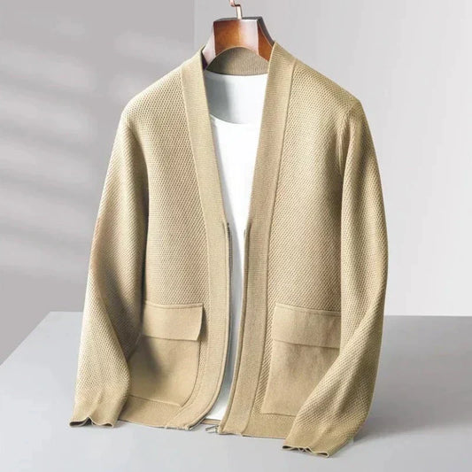 Cardigan Homme Hiver Longues Manches avec Fermeture Éclair - PanierRoyale