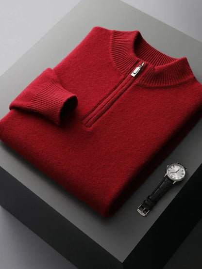 Pull Homme Hiver Laine Grise Zip