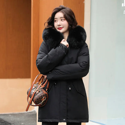 Veste Hiver Femme À Capuche Fourrure Douce - PanierRoyale
