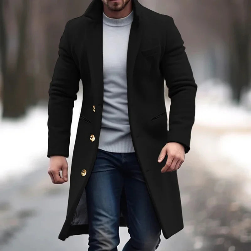 Manteau Homme Hiver en Laine Chaude et Élégant