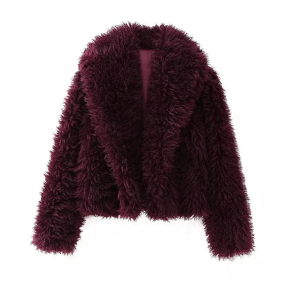 Veste Hiver Élégante Fourrure Artificielle Douce