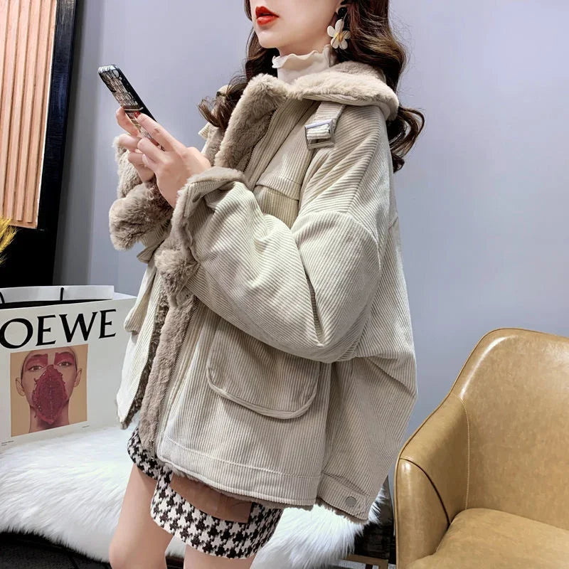 Veste Femme Hiver Chic avec Ceinture Élastique