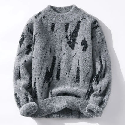 Pull Homme Hiver Géométrique à Col Montant