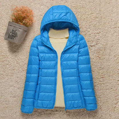 Veste Femme Légère avec Capuche - Doudoune Printemps Élégante Taille Slim