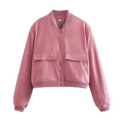 Veste femme courte avec poches, style décontracté pour tous les jours