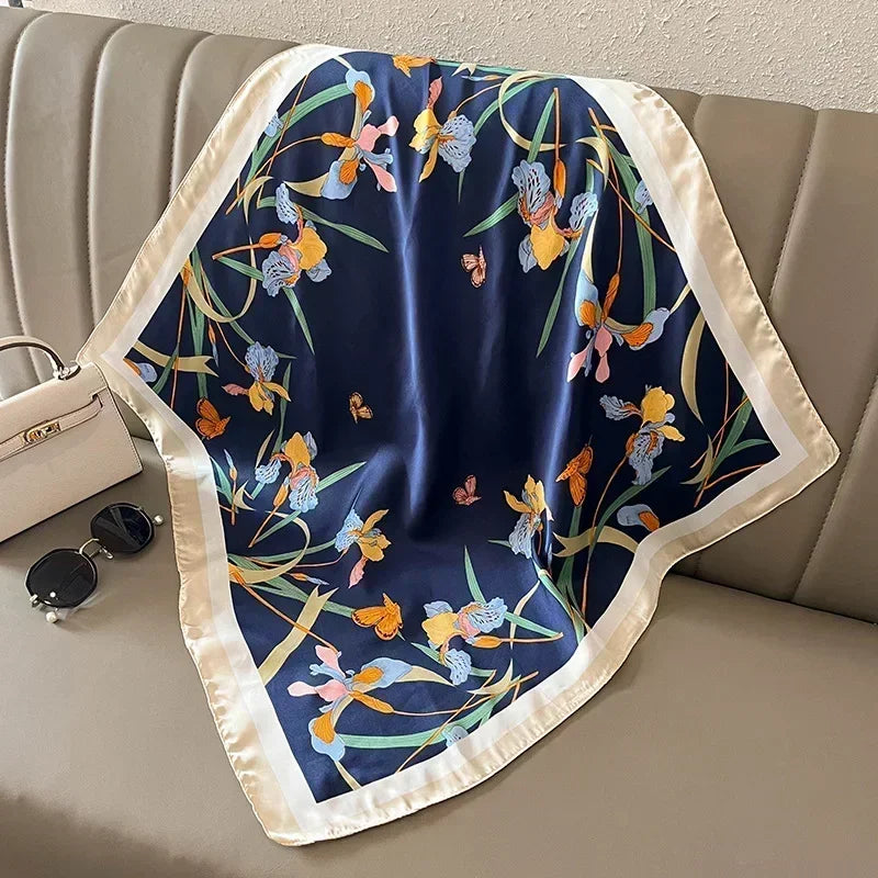 Foulard Carré Femme Satin Imprimé Multi-usage