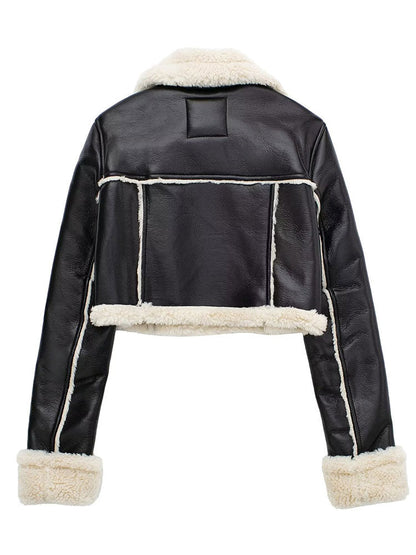 Blouson Cuir Synthétique Féminin Chaude