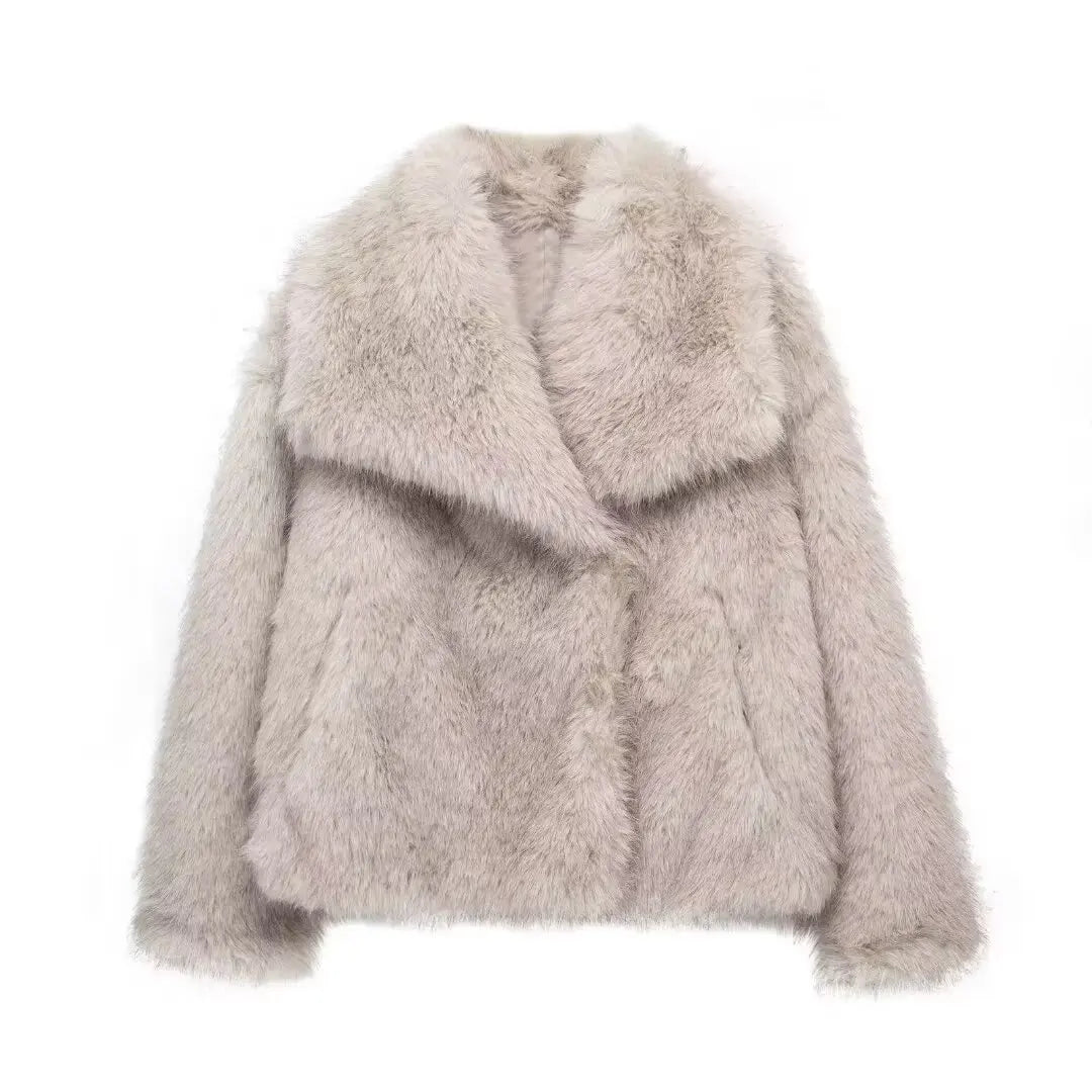Veste Hiver Élégante Fourrure Artificielle Douce