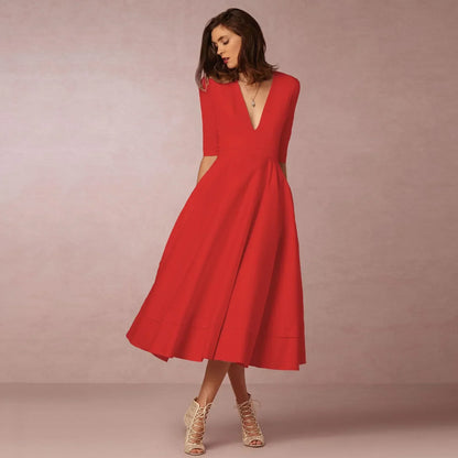 Robe Femme Élégante en Chiffon Midi