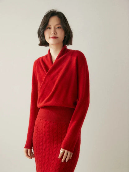 Pull femme élégant en maille avec col montant