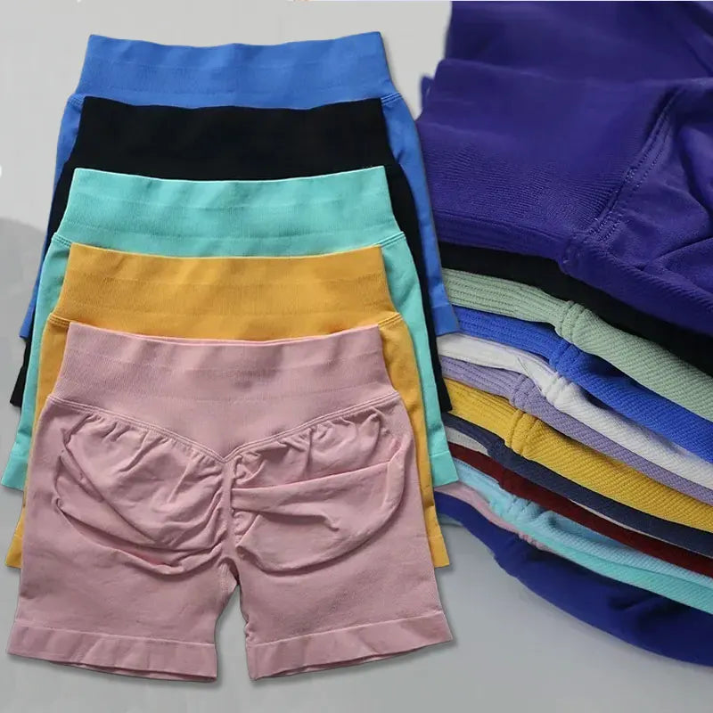 Short sport femme sans couture taille haute gainant