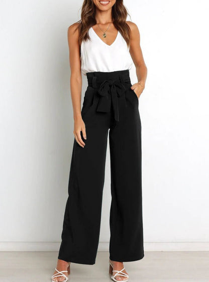Pantalon Élégant à Nœud Décontracté pour Femme - BerlinGlamour