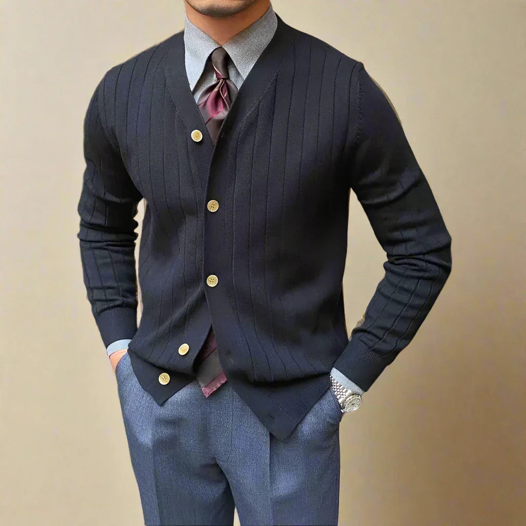 Cardigan Homme Élégant Col V en Maille
