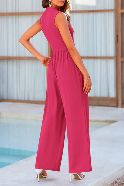 Combinaison Femme Sans Manches Pantalon Large Coupe Fluide
