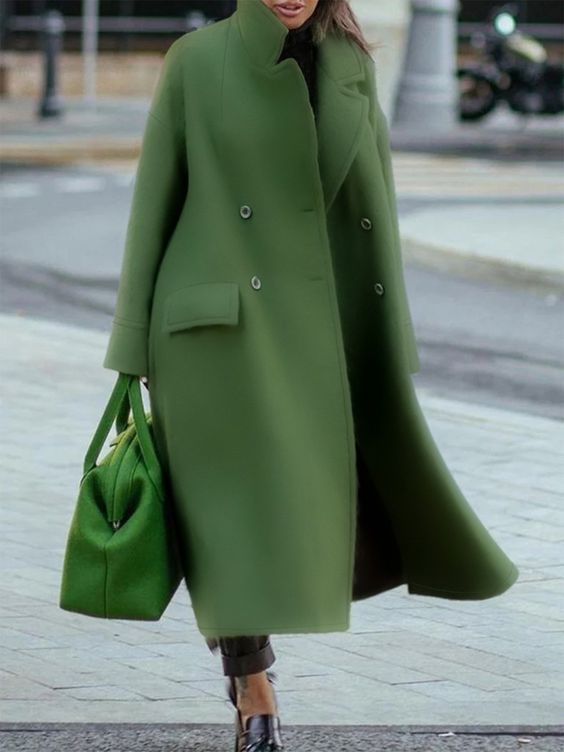 Manteau Femme Long Élégant avec Ceinture Taille Réglable