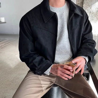 Manteau Cuir Homme Élégant et Rétro - PanierRoyale