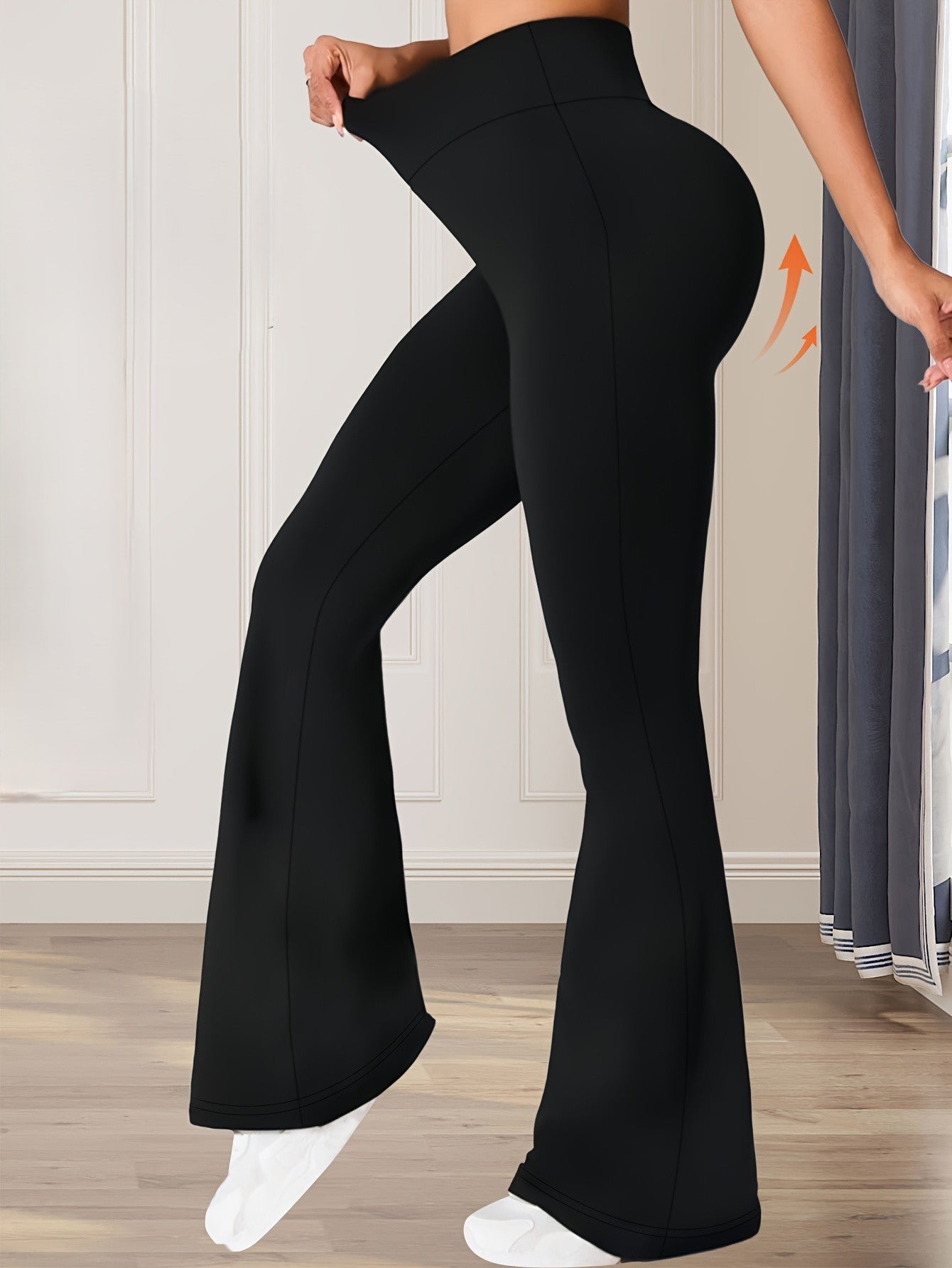 Pantalon Femme Taille Haute Confort Coupe Évasée Flare