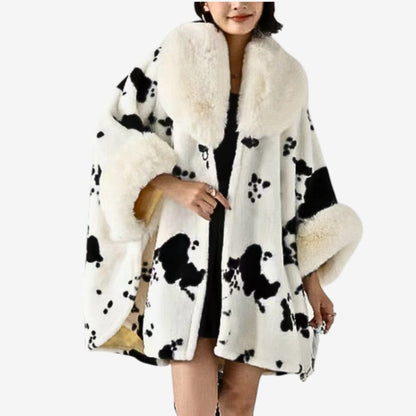 Cardigan Chic à Manches Longues avec Col en Fausse Fourrure Doux