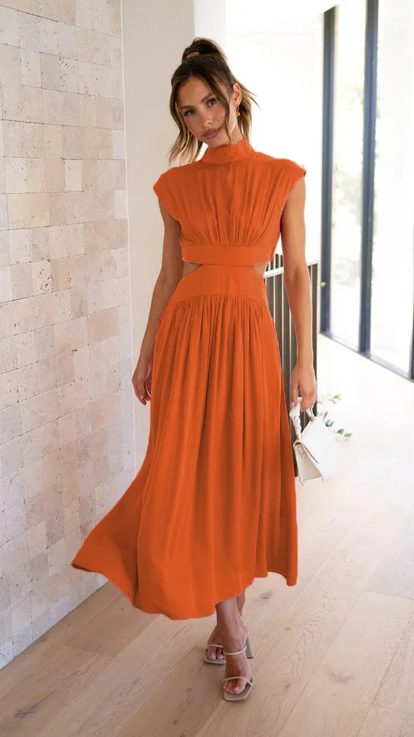 Robe Longue Femme Décontractée en Plissé Élégant