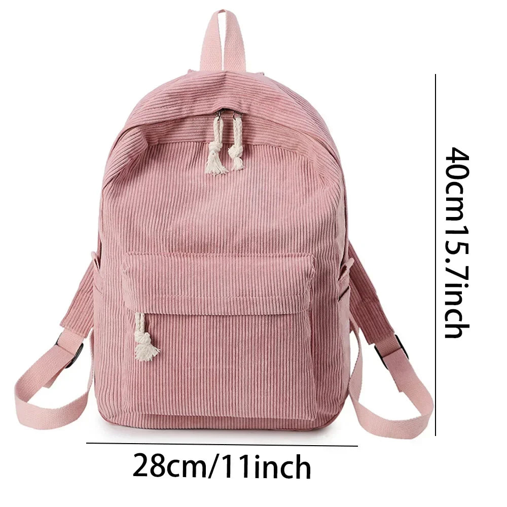 Sac à dos scolaire Unisexe en Velours côtelé Coupe Classique